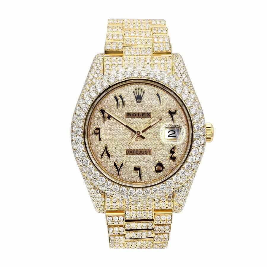rolex-datejust-yellow-gold-arabic-dial-iced-out-116300-replica-1 Rolex Arabic Dial Iced Out 116300 Replica - Image 1