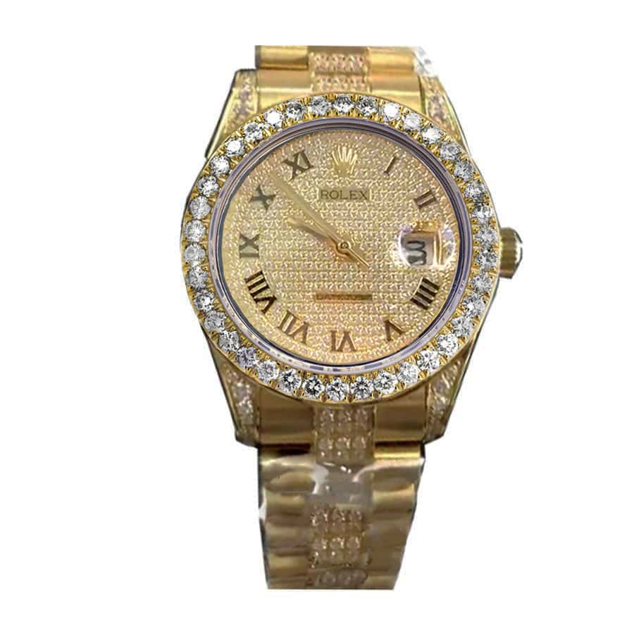 rolex-datejust-yellow-gold-diamond-dial-iced-out-116623-replica-4 Rolex Datejust 116623 Roman Numerals Replica - Image 1