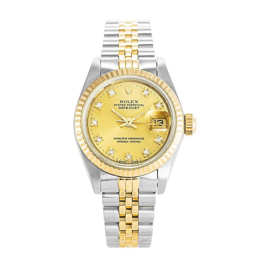 rolex-datejust-yellow-gold-steel-diamond-69173 Rolex Datejust Yellow Gold Steel Diamond Dial Ladies 69173 Jubilee Replica - Image 1