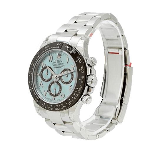 rolex-daytona-116506-replica-left Rolex Daytona Platinum Ice-Blue Arabic Dial 116506-0001 Oyster Replica - Image 2