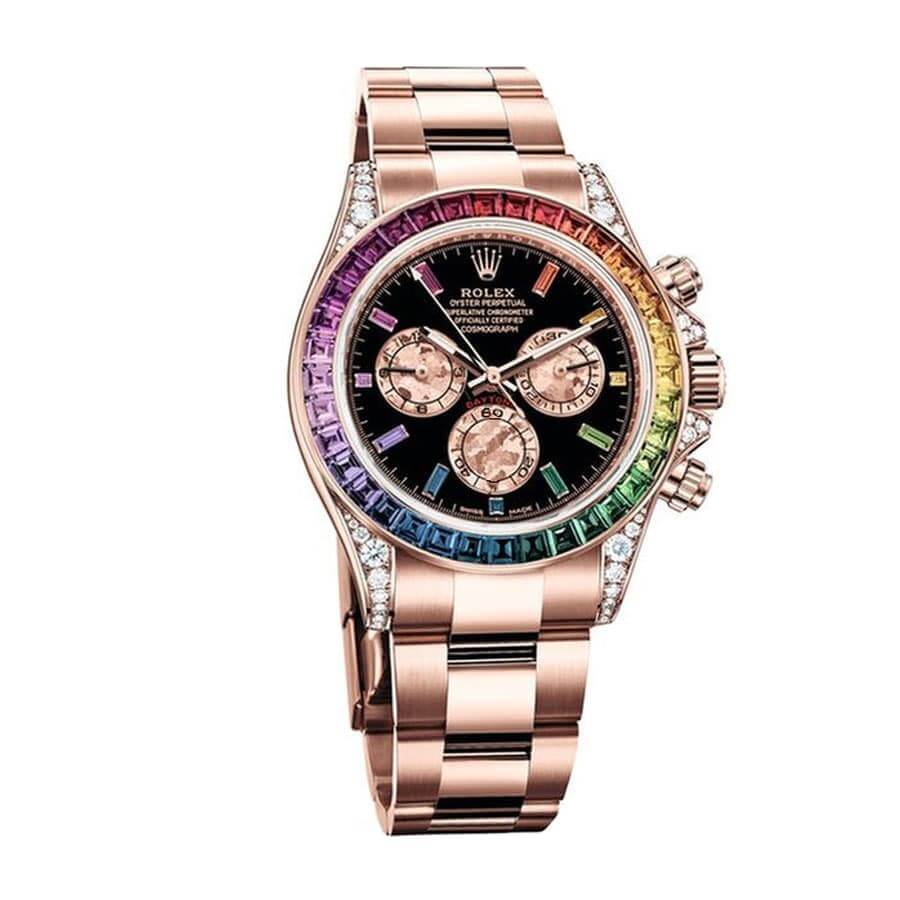 rolex-daytona-cosmograph-rainbow-crystals-bezel-black-dial-116519 Rolex Daytona Cosmograph 116519 Rainbow & Black Dial Replica - Image 2