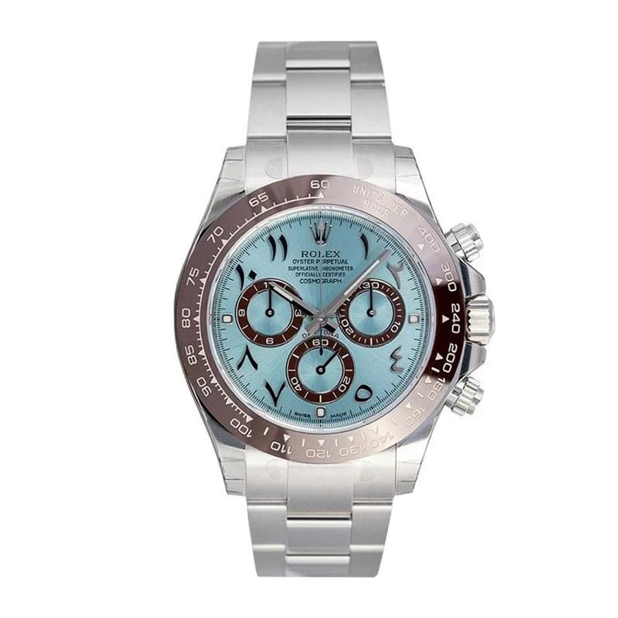 rolex-daytona-platinum-ice-blue-hindu-arabic-dial-116506-replica Rolex Daytona Platinum Ice-Blue Arabic Dial 116506-0001 Oyster Replica - Image 1