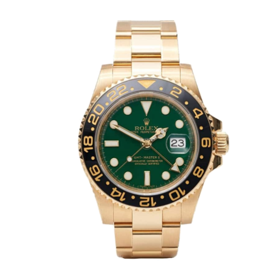 rolex-gmt-green-dial-replica-1 Rolex GMT-Master II 11678LN Yellow Gold Green Dial oyster Replica - Image 1