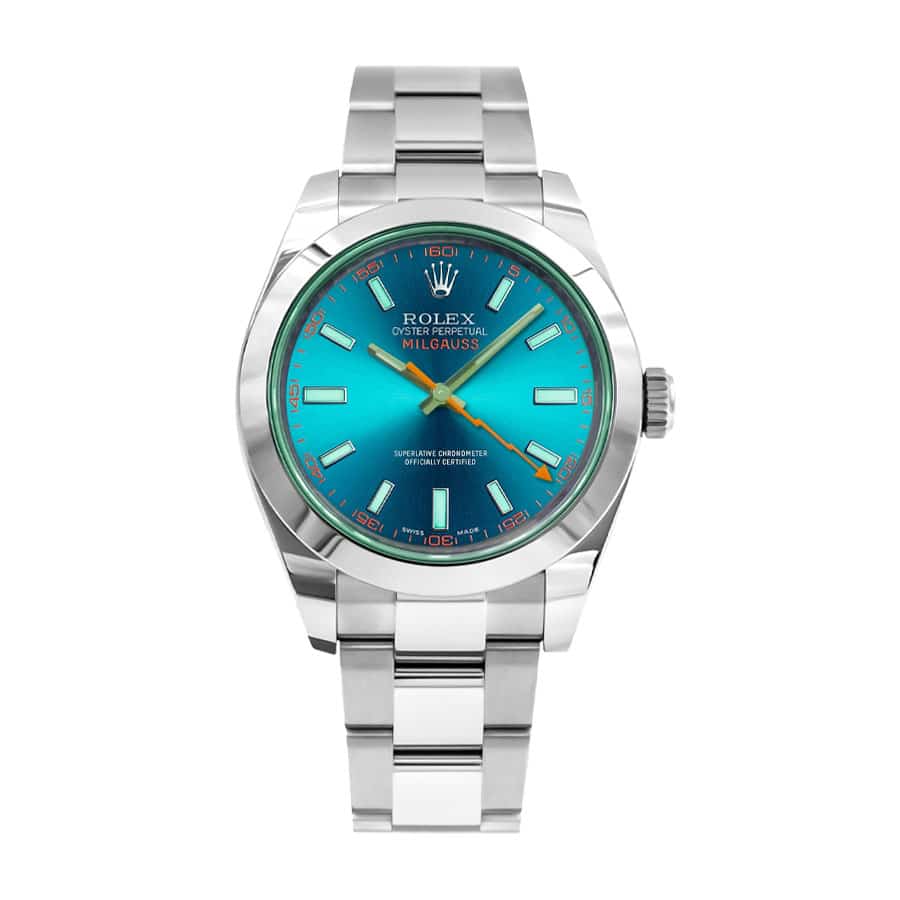 rolex-milgauss-blue-dial-green-crystal-116400gv-oyster-replica Rolex Milgauss 116400GV-0002 Blue Dial Replica - Image 1