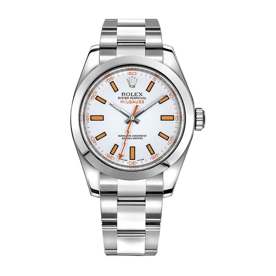 rolex-milgauss-white_dial_unitedluxury_front Rolex Milgauss 116400-0002 Oyster Replica - Image 1