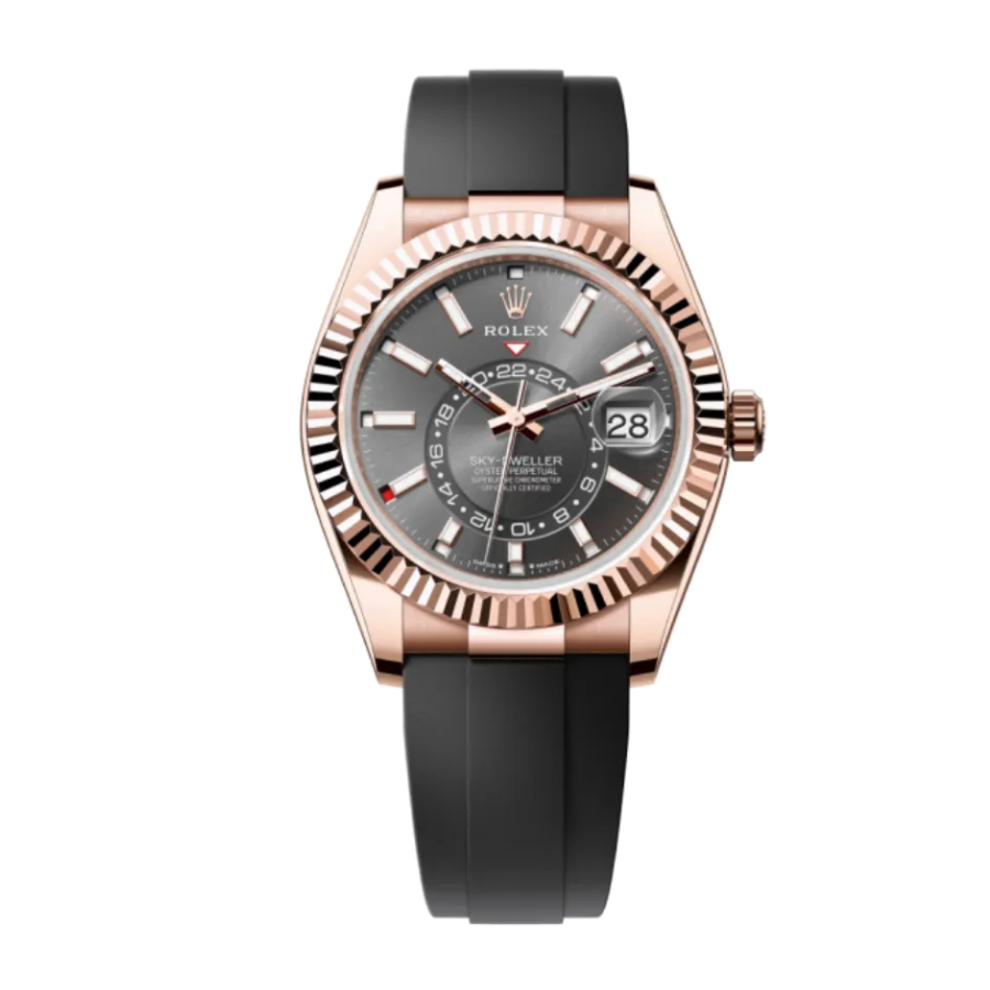 rolex-sky-dweller-326935-0007-sro-automatic-everose-rhodium-dial-oyster-replica-copy-1 Rolex Sky-Dweller 326935-0007 SRO Automatic Everose Rhodium Dial Rubber Strap Replica - Image 1