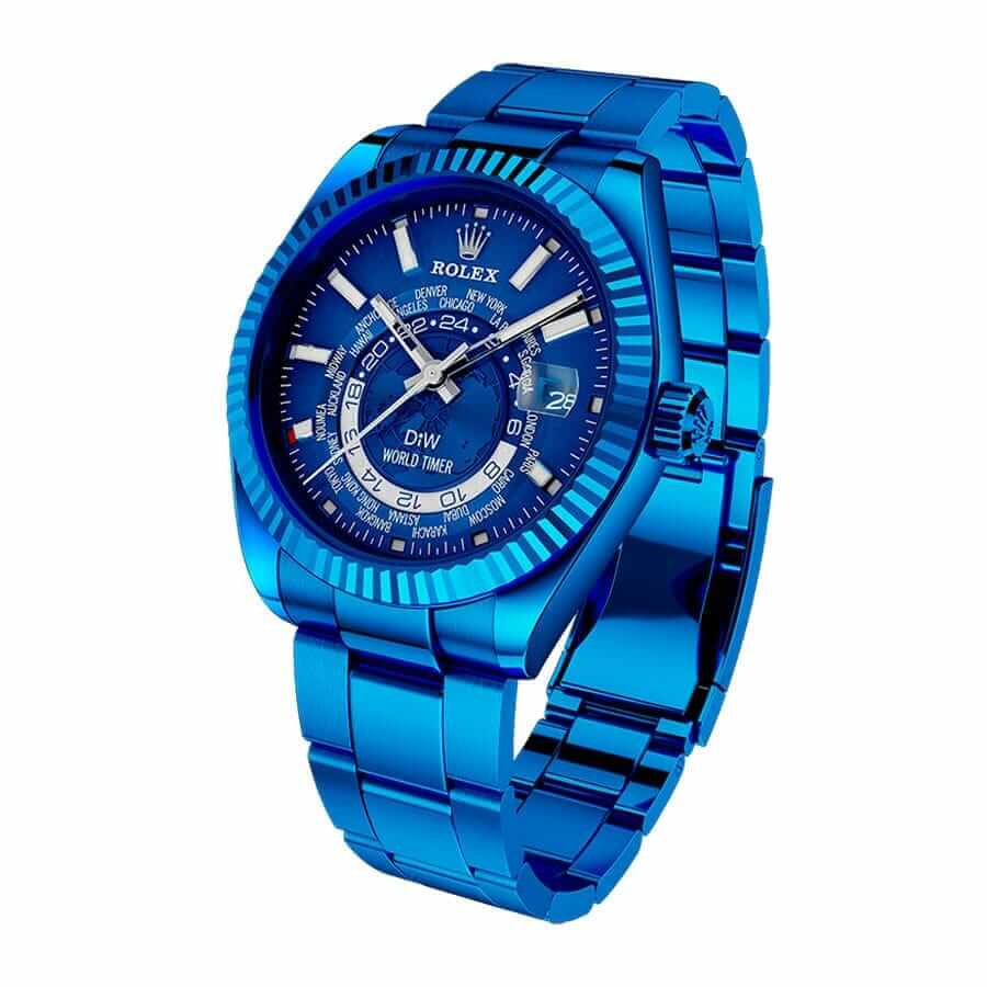 rolex-sky-dweller-world-timer-blue-dlc-stainless-steel-326934 Rolex Sky-Dweller 326934 World Timer Blue DLC Replica - Image 2