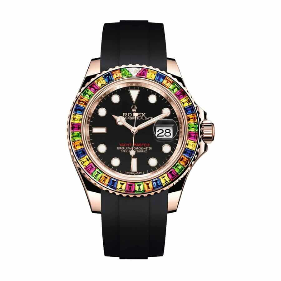 rolex-yachtmaster-rubber-strap-replica Rolex Perpetual Yacht-Master Gem-Set Bezel 116695 SATS Replica - Image 1